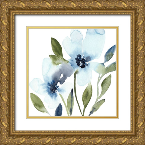 Blue Hues III Gold Ornate Wood Framed Art Print with Double Matting by Warren, Annie