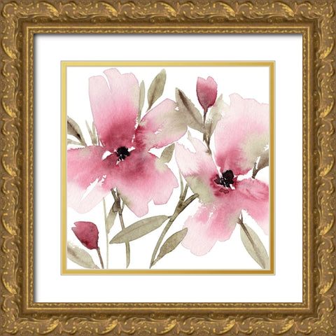 Unfolding Blooms I Gold Ornate Wood Framed Art Print with Double Matting by Warren, Annie