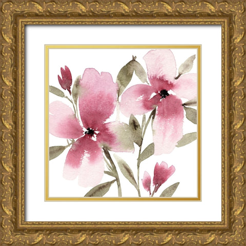 Unfolding Blooms II Gold Ornate Wood Framed Art Print with Double Matting by Warren, Annie