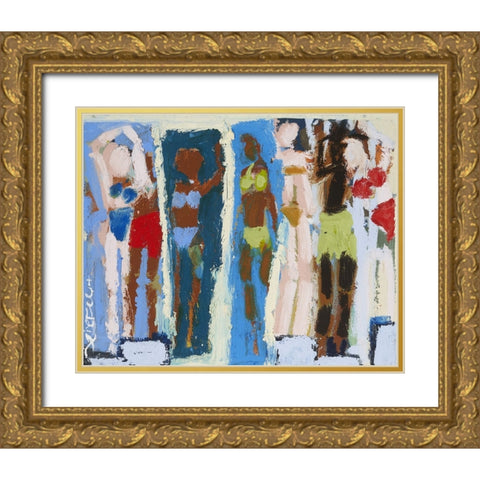 Beach Sunbathers II Gold Ornate Wood Framed Art Print with Double Matting by Ferrell, Erin McGee