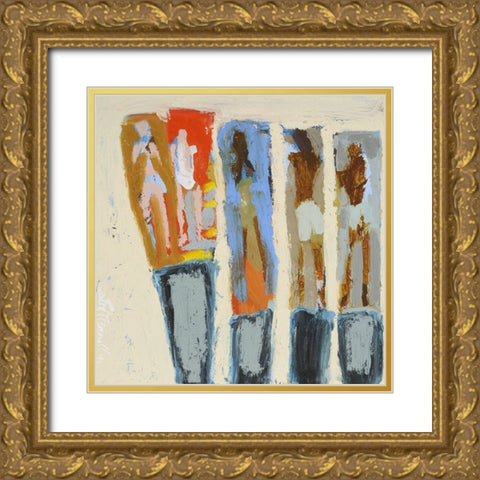 Beach Sunbathers III Gold Ornate Wood Framed Art Print with Double Matting by Ferrell, Erin McGee