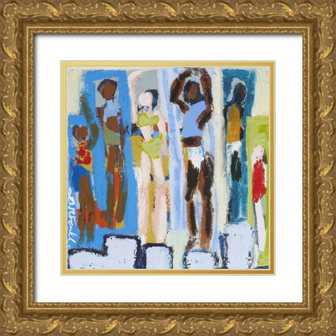 Beach Sunbathers VI Gold Ornate Wood Framed Art Print with Double Matting by Ferrell, Erin McGee