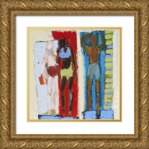 Beach Sunbathers IX Gold Ornate Wood Framed Art Print with Double Matting by Ferrell, Erin McGee