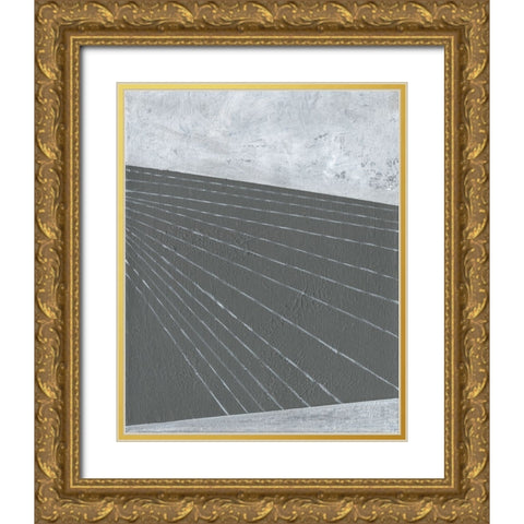 Gray Matter Lines II Gold Ornate Wood Framed Art Print with Double Matting by Fuchs, Jodi