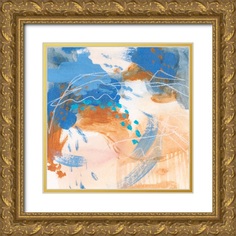 Blu Hurricane III Gold Ornate Wood Framed Art Print with Double Matting by Wang, Melissa