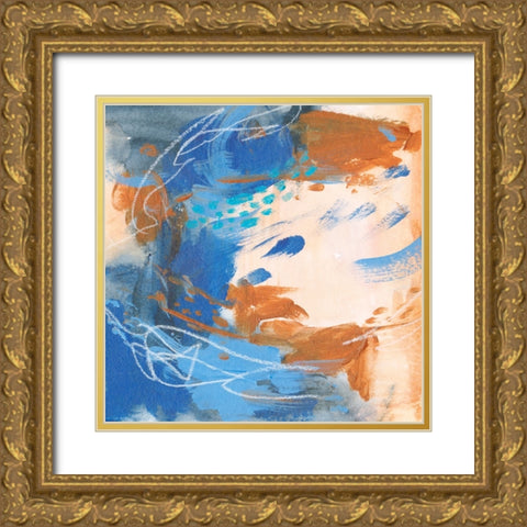 Blu Hurricane IV Gold Ornate Wood Framed Art Print with Double Matting by Wang, Melissa