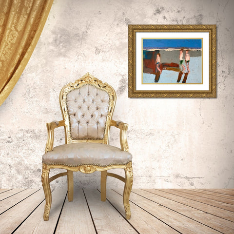 Beach Walkers I Gold Ornate Wood Framed Art Print with Double Matting by Ferrell, Erin McGee