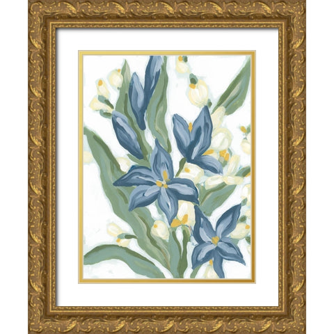 Blue Nettle I Gold Ornate Wood Framed Art Print with Double Matting by Vess, June Erica