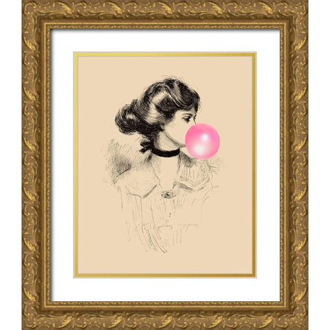 Victorian Ladies Misbehaving I Gold Ornate Wood Framed Art Print with Double Matting by Longley, Alicia