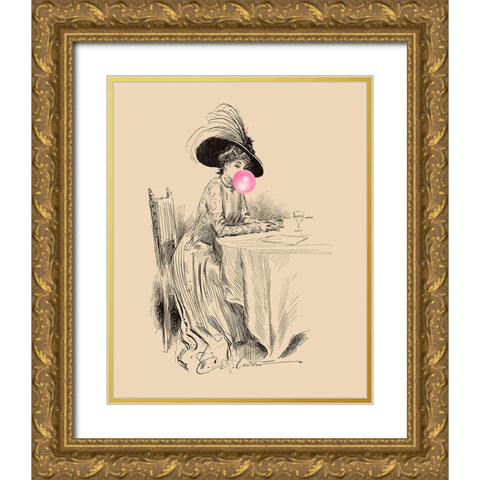 Victorian Ladies Misbehaving V Gold Ornate Wood Framed Art Print with Double Matting by Longley, Alicia
