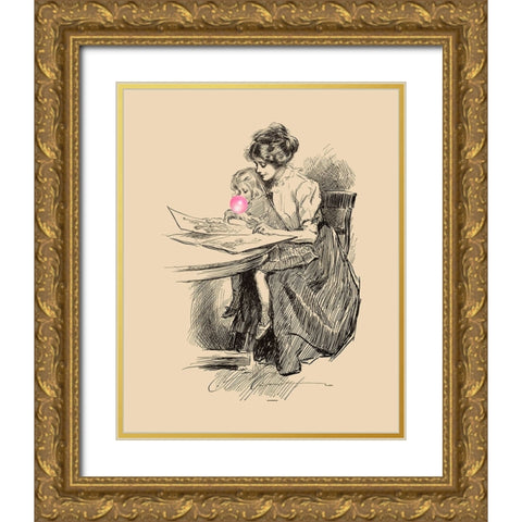 Victorian Ladies Misbehaving VI Gold Ornate Wood Framed Art Print with Double Matting by Longley, Alicia