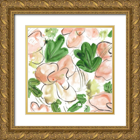 Peachy Flora III Gold Ornate Wood Framed Art Print with Double Matting by Wang, Melissa