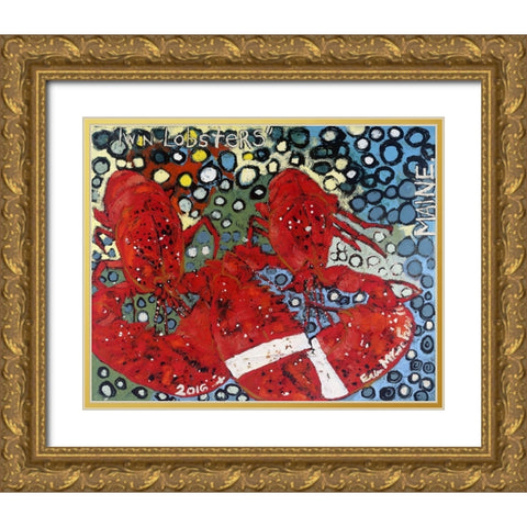 Twin Lobsters I Gold Ornate Wood Framed Art Print with Double Matting by Ferrell, Erin McGee