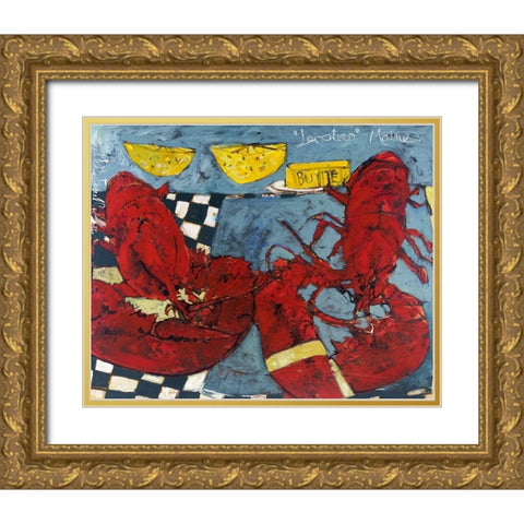 Twin Lobsters II Gold Ornate Wood Framed Art Print with Double Matting by Ferrell, Erin McGee
