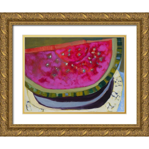 Watermelon I Gold Ornate Wood Framed Art Print with Double Matting by Ferrell, Erin McGee