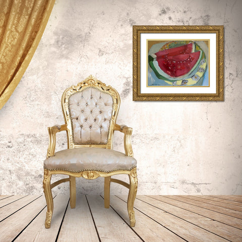Watermelon II Gold Ornate Wood Framed Art Print with Double Matting by Ferrell, Erin McGee