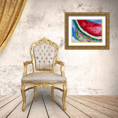Watermelon VI Gold Ornate Wood Framed Art Print with Double Matting by Ferrell, Erin McGee