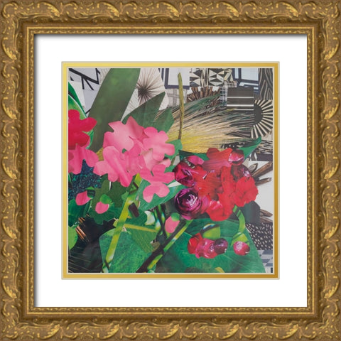 Poolside Geraniums  II Gold Ornate Wood Framed Art Print with Double Matting by Good, Coco