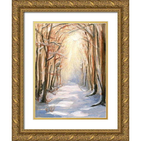 Path in Winter Gold Ornate Wood Framed Art Print with Double Matting by Iafrate, Sandra