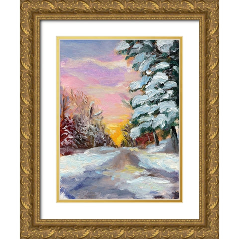 Sunset in Winter Gold Ornate Wood Framed Art Print with Double Matting by Iafrate, Sandra