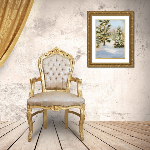 Trees in Winter Gold Ornate Wood Framed Art Print with Double Matting by Iafrate, Sandra