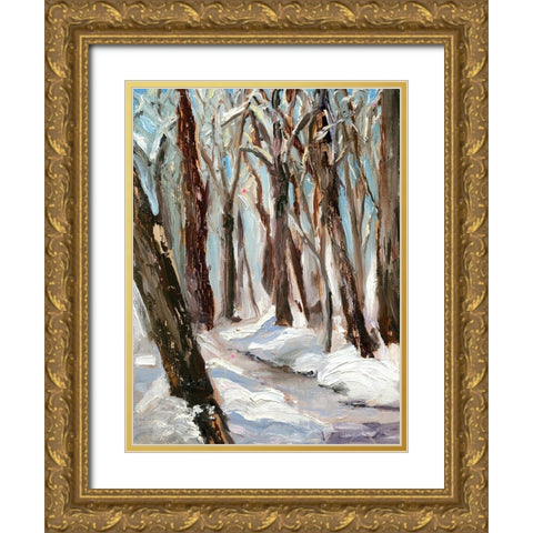 Woods in Winter Gold Ornate Wood Framed Art Print with Double Matting by Iafrate, Sandra