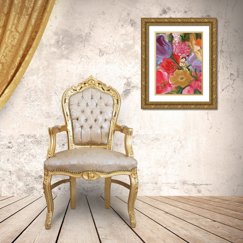 Yellow and Violet Flowers II Gold Ornate Wood Framed Art Print with Double Matting by Iafrate, Sandra