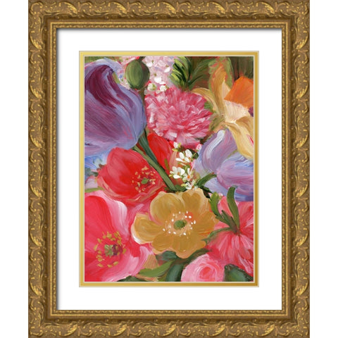 Yellow and Violet Flowers II Gold Ornate Wood Framed Art Print with Double Matting by Iafrate, Sandra