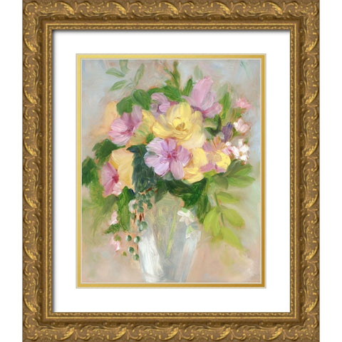 Yellow and Violet Bouquet I Gold Ornate Wood Framed Art Print with Double Matting by Iafrate, Sandra