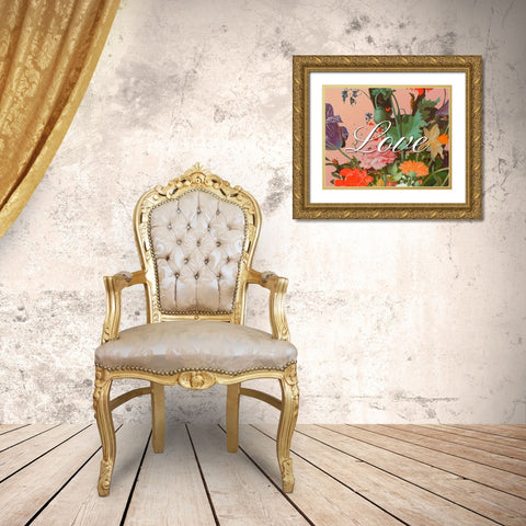 Love Flowers Gold Ornate Wood Framed Art Print with Double Matting by Iafrate, Sandra