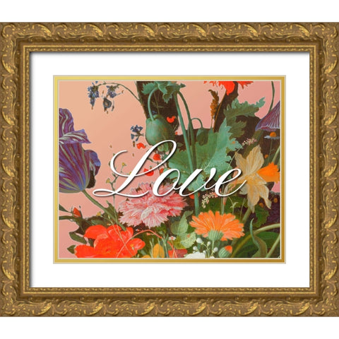 Love Flowers Gold Ornate Wood Framed Art Print with Double Matting by Iafrate, Sandra