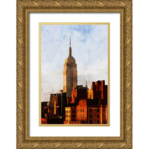 NYC ESB Sunset Gold Ornate Wood Framed Art Print with Double Matting by Pica, Jeff