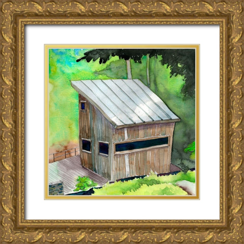 Cabin in the Woods II Gold Ornate Wood Framed Art Print with Double Matting by McCreery, Paul