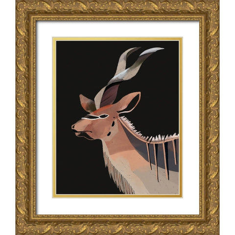 Kudu Gold Ornate Wood Framed Art Print with Double Matting by Ewer, Rebekah