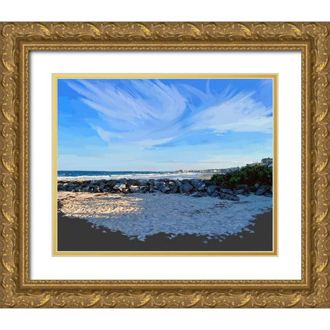 A Day on the Coast Gold Ornate Wood Framed Art Print with Double Matting by Kalina, Emily