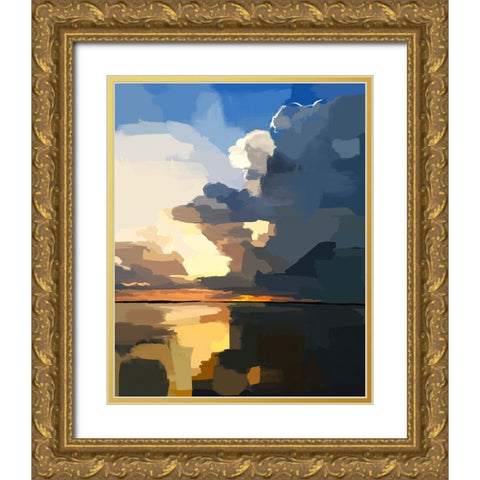 Abstract Seascape  I Gold Ornate Wood Framed Art Print with Double Matting by Kalina, Emily