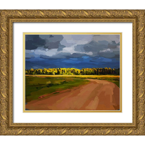 Landscape Drama Gold Ornate Wood Framed Art Print with Double Matting by Kalina, Emily