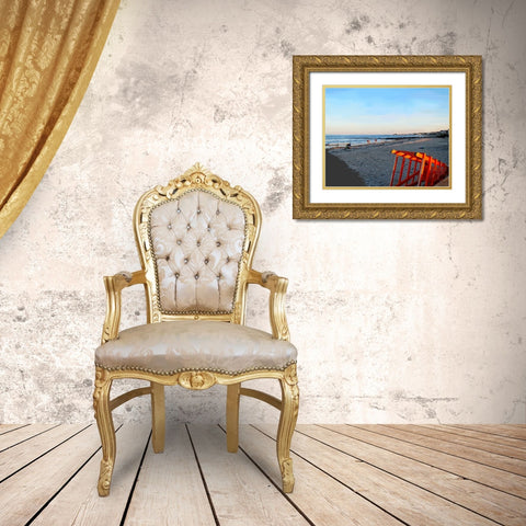 Summer Evening on the Beach Gold Ornate Wood Framed Art Print with Double Matting by Kalina, Emily