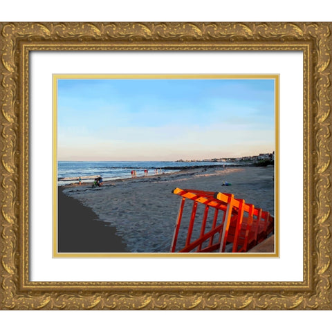 Summer Evening on the Beach Gold Ornate Wood Framed Art Print with Double Matting by Kalina, Emily