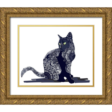 Zentangle II Gold Ornate Wood Framed Art Print with Double Matting by Kalina, Emily