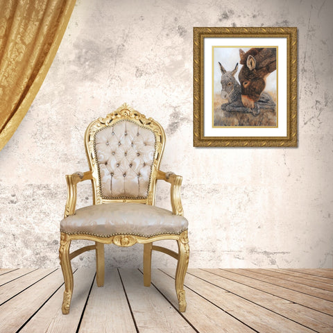 Jenny and Foal Gold Ornate Wood Framed Art Print with Double Matting by Winkler, Kathy