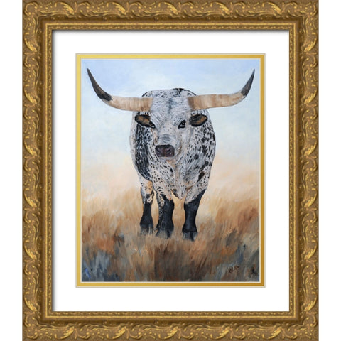 Longhorn Samurai II Gold Ornate Wood Framed Art Print with Double Matting by Winkler, Kathy