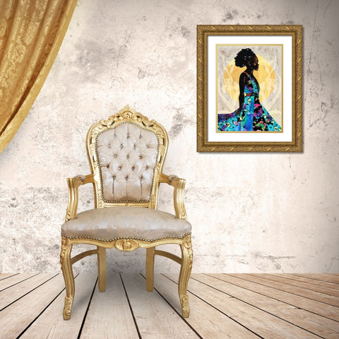 Her Flow Gold Ornate Wood Framed Art Print with Double Matting by Saunders, Alonzo