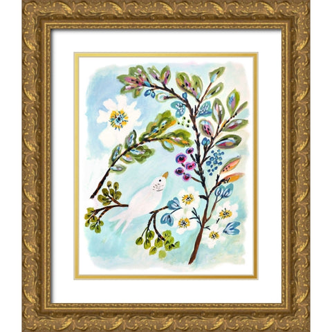 A Sweet Bird I Gold Ornate Wood Framed Art Print with Double Matting by Fields, Karen