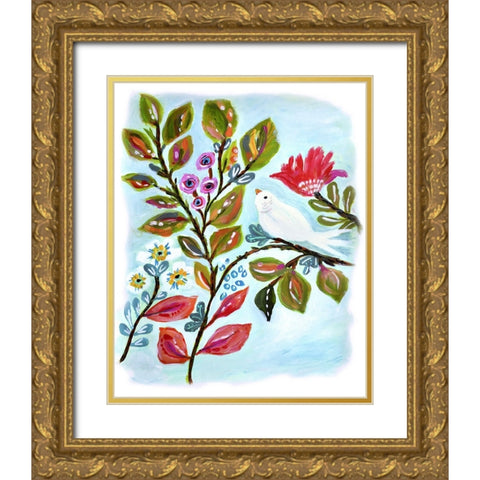 A Sweet Bird II Gold Ornate Wood Framed Art Print with Double Matting by Fields, Karen