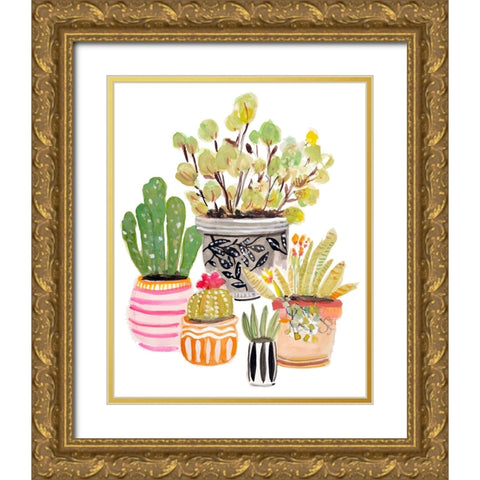 Plant Garden I Gold Ornate Wood Framed Art Print with Double Matting by Fields, Karen