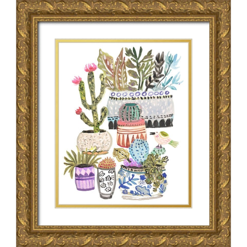 Plant Garden II Gold Ornate Wood Framed Art Print with Double Matting by Fields, Karen