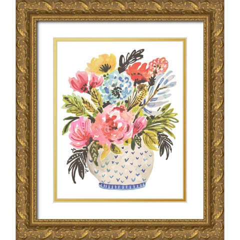 A Sweet Bouquet Gold Ornate Wood Framed Art Print with Double Matting by Fields, Karen