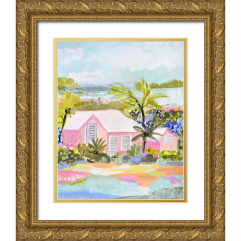 Pink Bungalow Island Gold Ornate Wood Framed Art Print with Double Matting by Fields, Karen