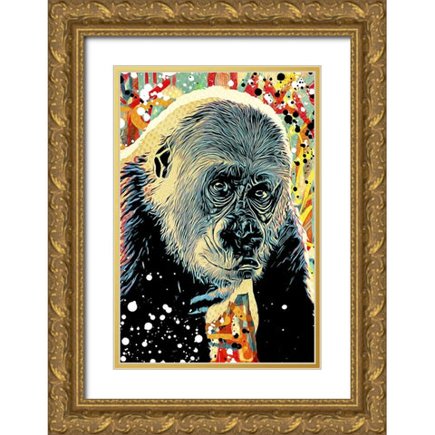 Gorilla Graffitied I Gold Ornate Wood Framed Art Print with Double Matting by Aldridge, Ashley
